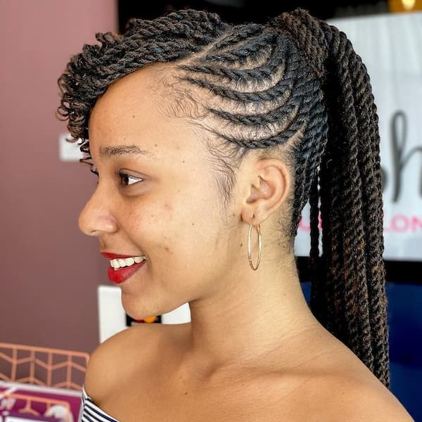 Ponytail Flat Twist with Frontal Curls