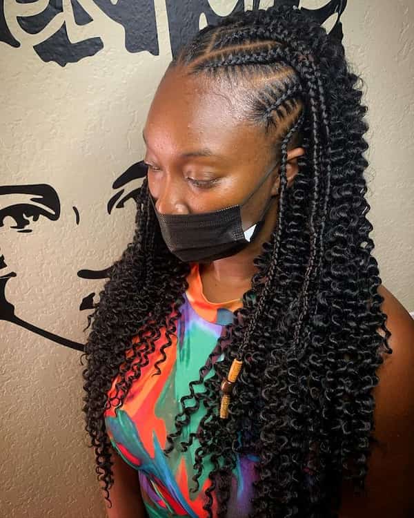 Water Wave Tribal Fulani Braids with Curls