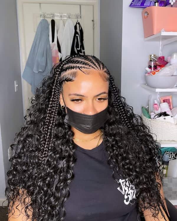 Wavy Fulani Braids with Curly Extension