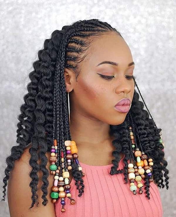 Knotless Braids with African Beads