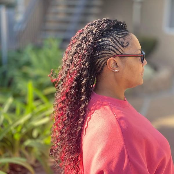 Mixed Tone Mohawk Braids with Curls