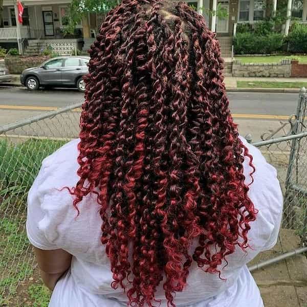 Red Jumbo Passion Twist with Curls