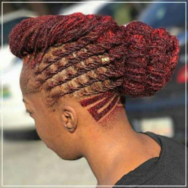 Red Mohawk Mix with Low Bun