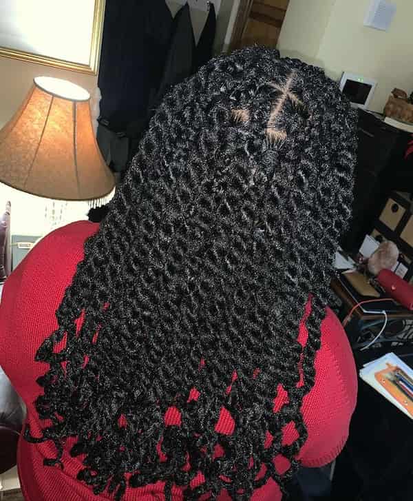 Simple Black Jumbo Marley Twist with Curls