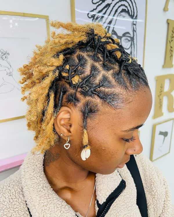 Back Side Strand Twist with Blonde Ends and Cowries