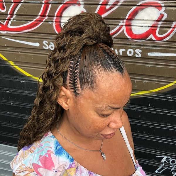 Feed In Braids with High Ponytail Weave