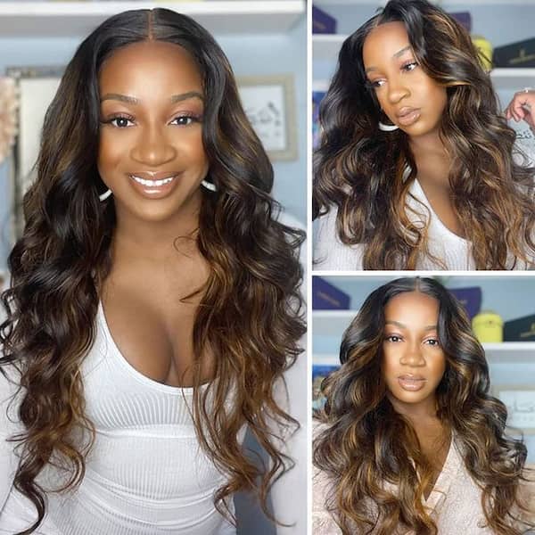Glueless Ombre Brown Body Wave Hair