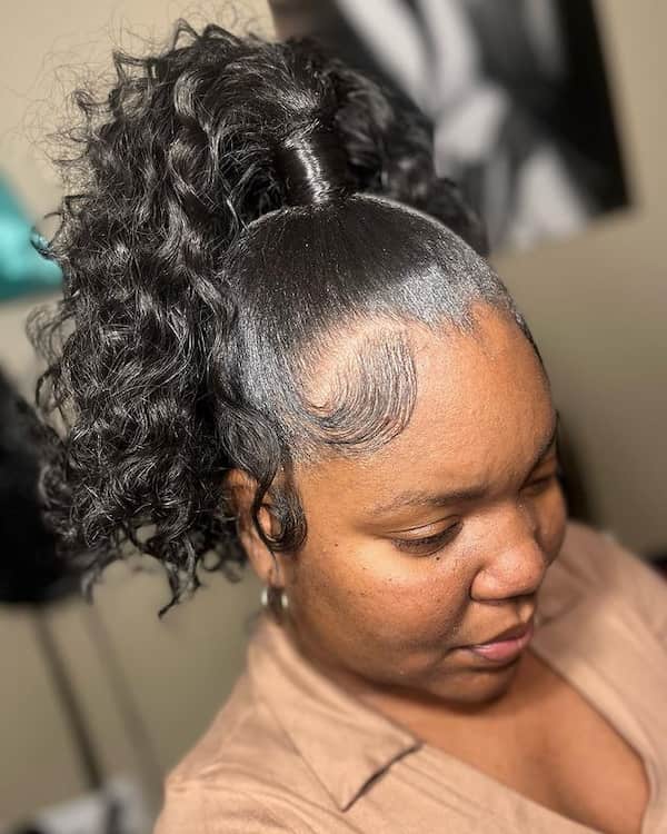 Curly Burnt Cut Pony on Natural Hair