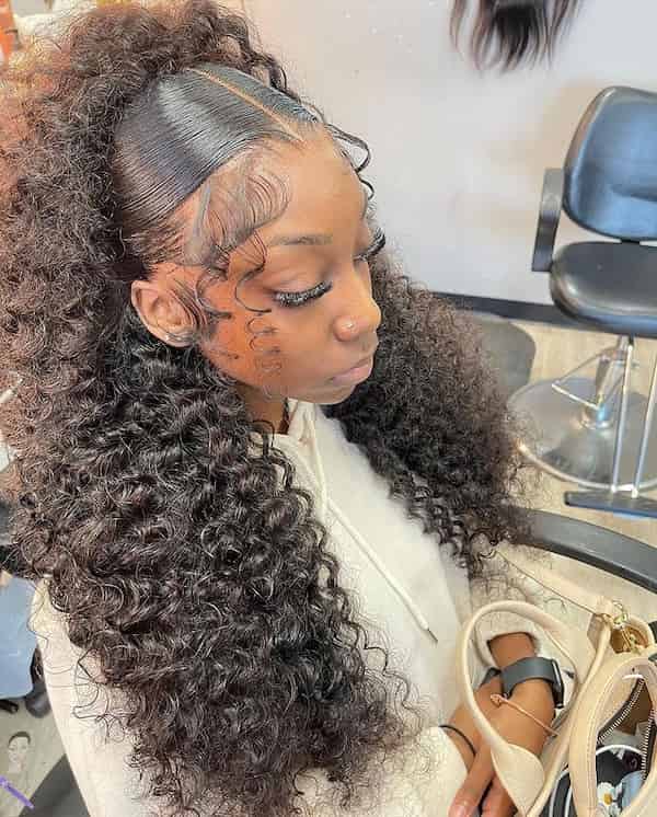 Full Curls Quick Weave with Straight Frontal