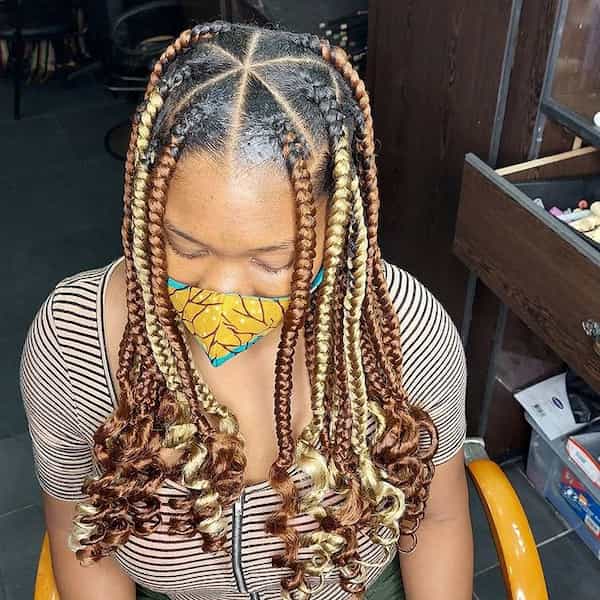 15 Funky Knotless Braids with Curls You'll Love