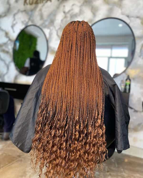 Long Brunette Knotless Braids with Curls