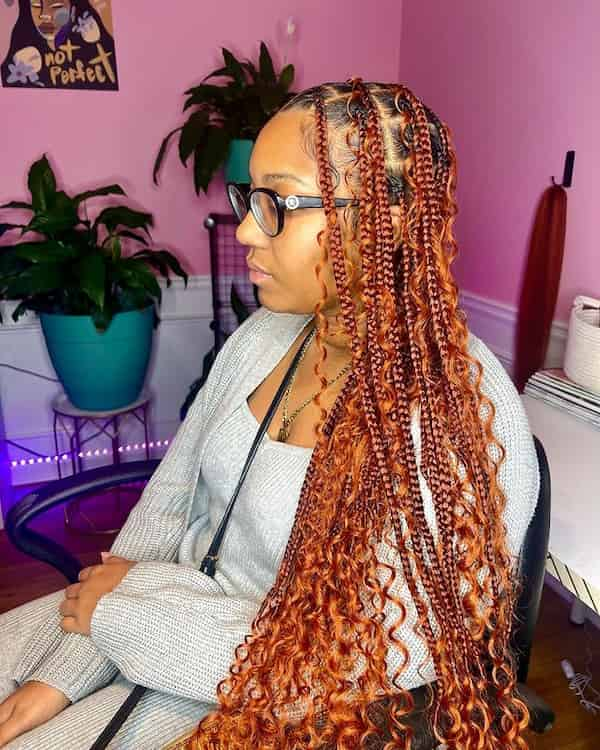 Orange Medium Knotless Braids