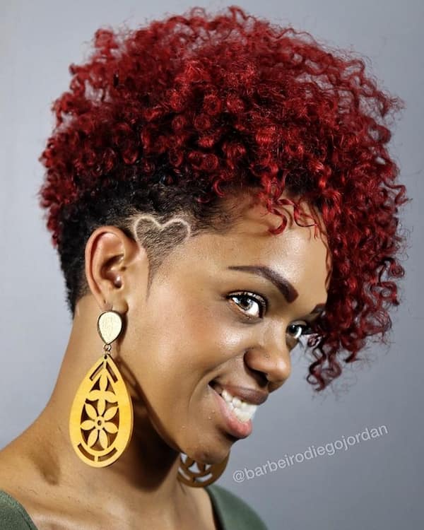 Red Tempered Haircut with Love Design