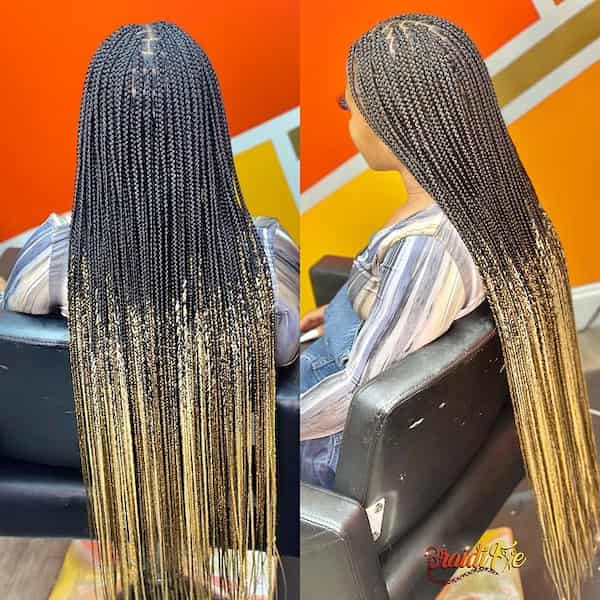 Tiny Black and Blonde Mixed Knotless Braids