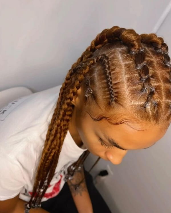 Brown Criss Cross Knotless Braids