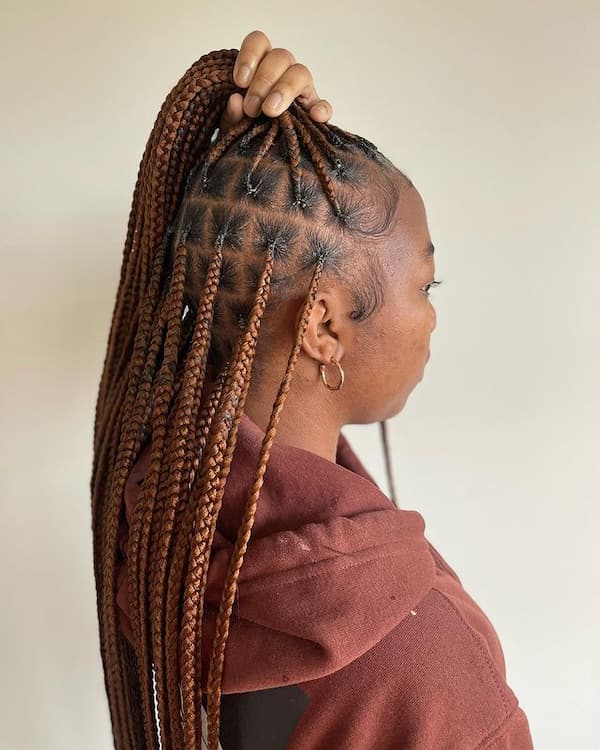 Classic Brown Knotless Braids with Baby Face