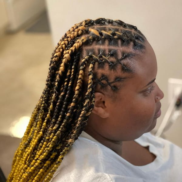 Criss Cross Rubber Band Method with Knotless Braids