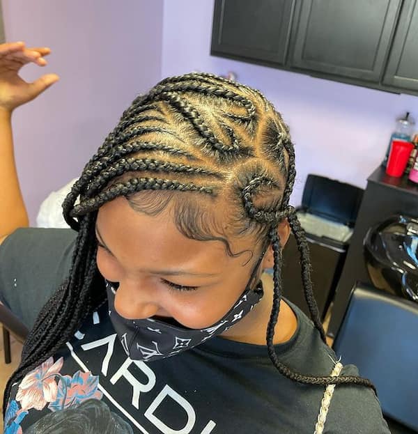 Knotless Lemonade Braids with Heart and Baby Face
