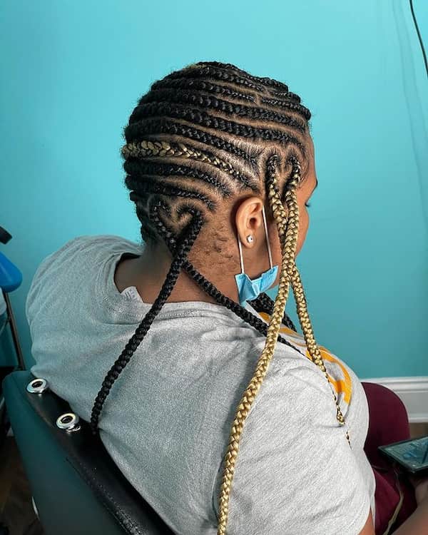 Lemonade Braids with Heart with Highlights of Blonde