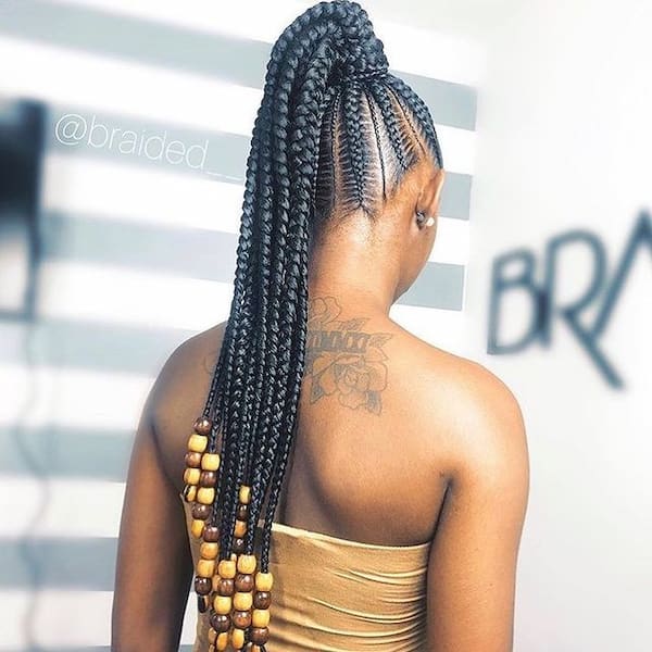 Stitch Cornrow Braids with Beads