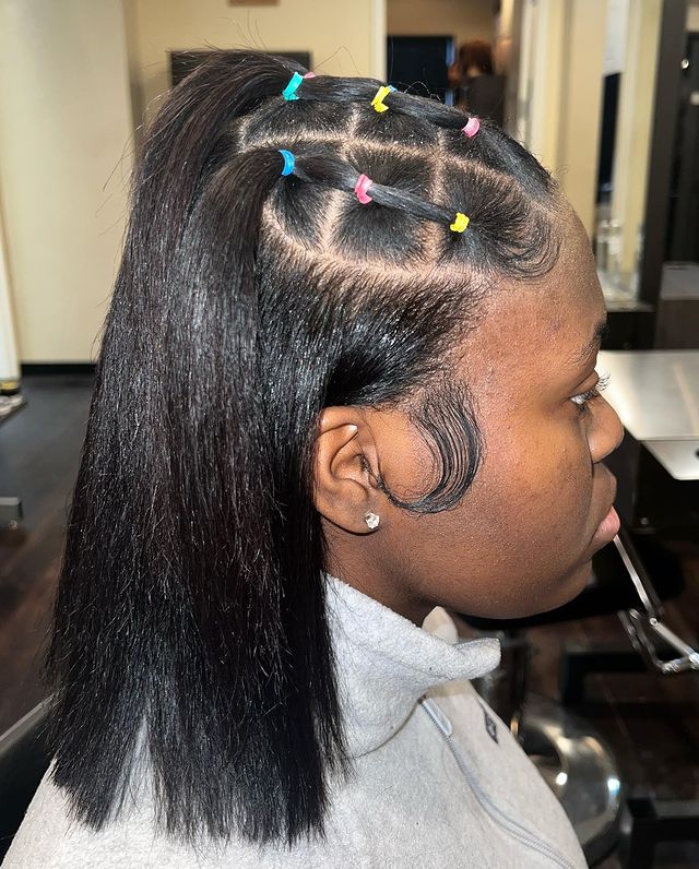 Basic Rubber Band Cornrow with Natural Weave