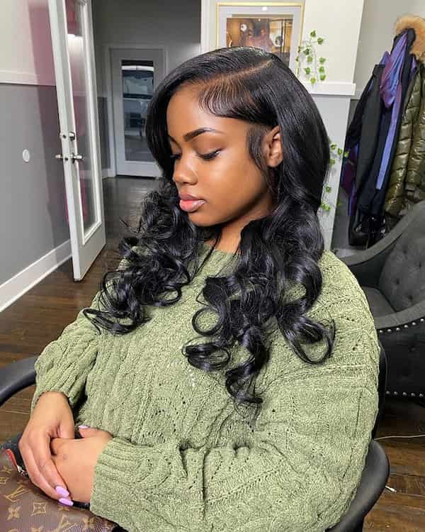 Side Part Sewin Quick Weave with Curls