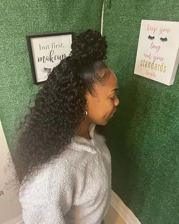 Top Knot Bun with Half Down
