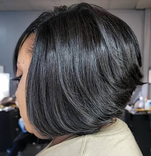 Black Stacked Quick Weave Bob