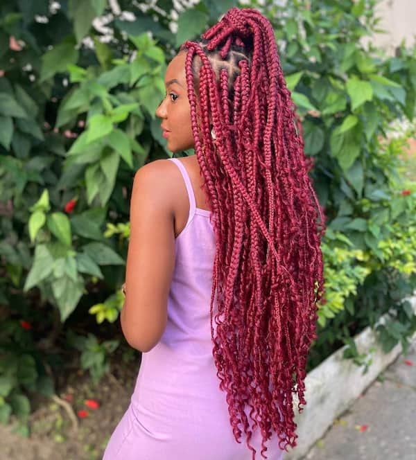 Box Braids with Curly Tips