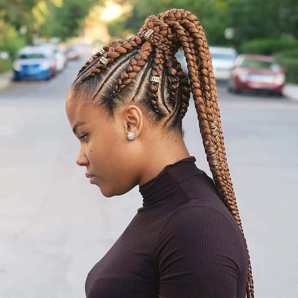 Braided Ponytail with Color