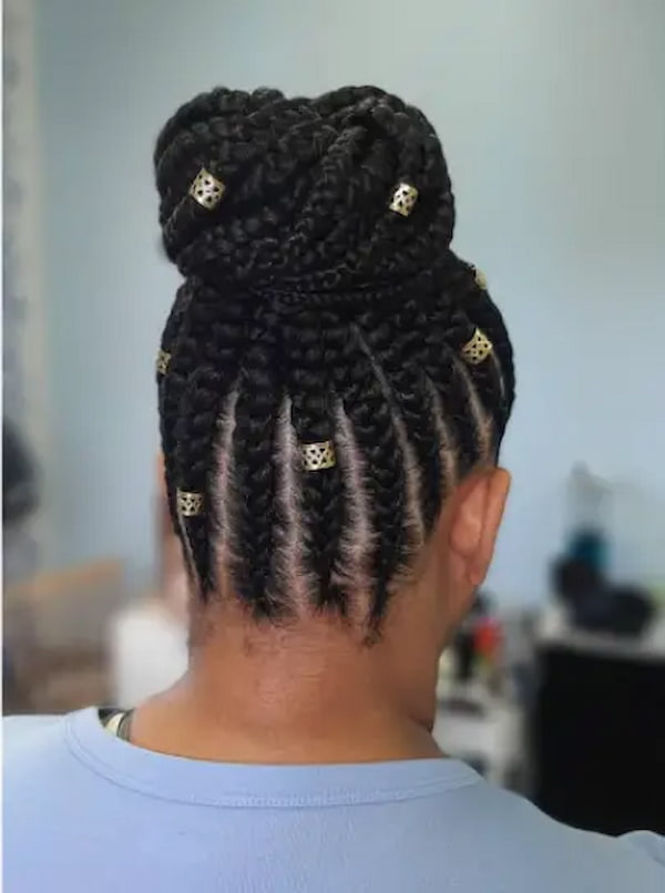 Cornrows with Rings Scalp Braids