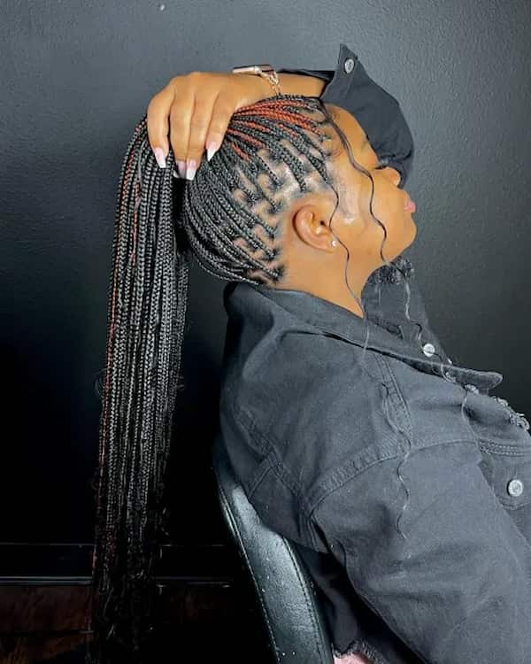 Edgy Box Braids with Ponytail