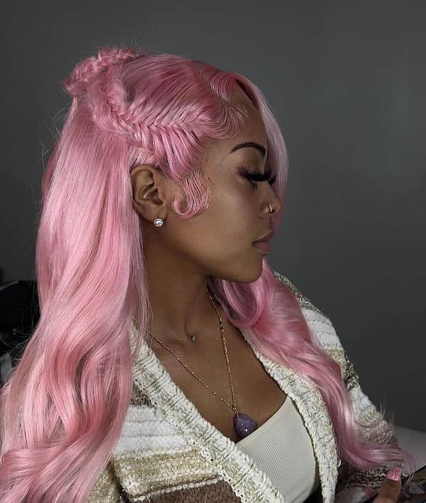 Fish Tail Braids on Pink Hair