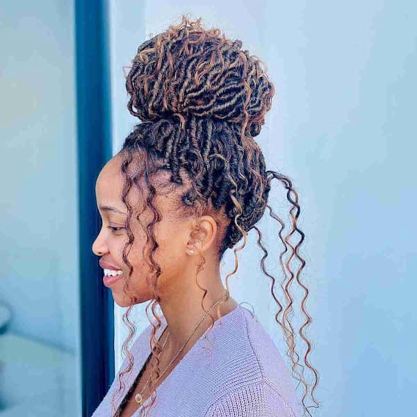 Goddess Faux Locs with Highlights