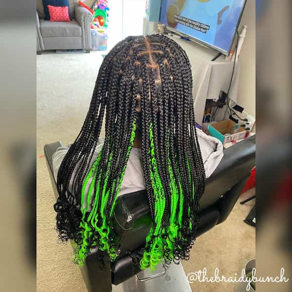 Green Ombre on Braids