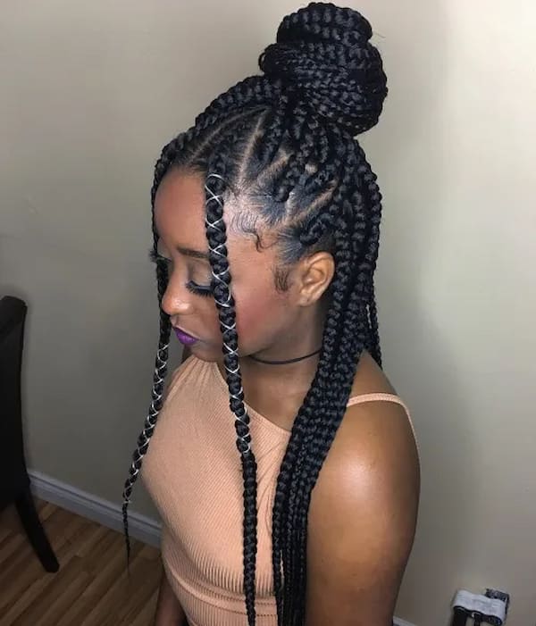 Half-Up Bun with Wrapped Front Braids