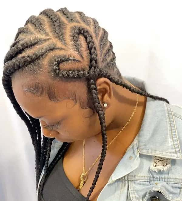 Heart Design Knotless Scalp Braids