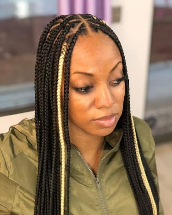 Middle Part Triangle Box Braids
