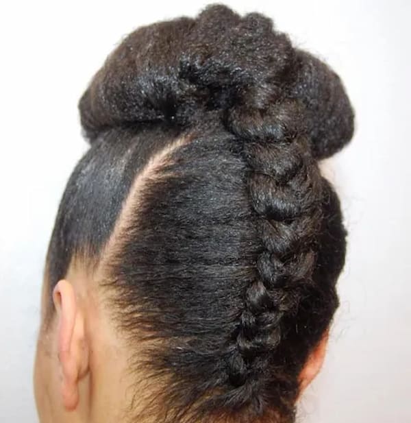 Natural Black Updo with an Inverted Braid