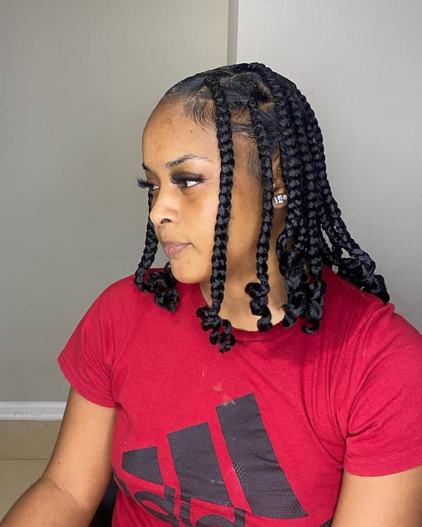 Short Box Braids with Curls