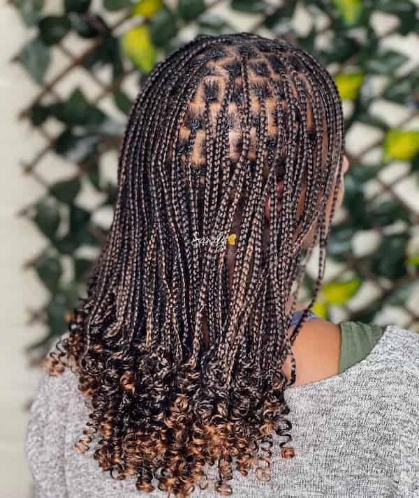 Short Knotless Braids with Ringlets