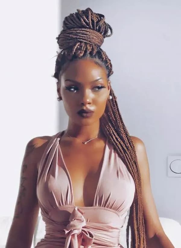Small Half Box Braid Bun