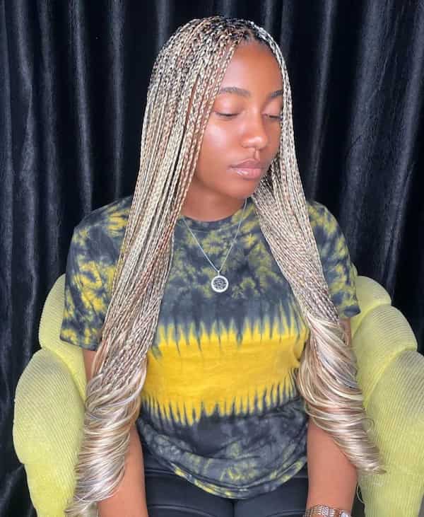 Small Knotless Braids with French Curls