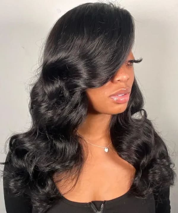 Wavy Weave with Deep Side Part