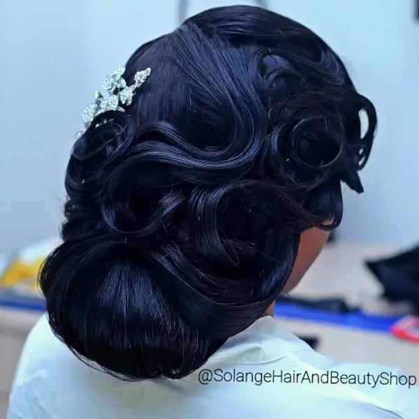Black Updo with Defined Waves