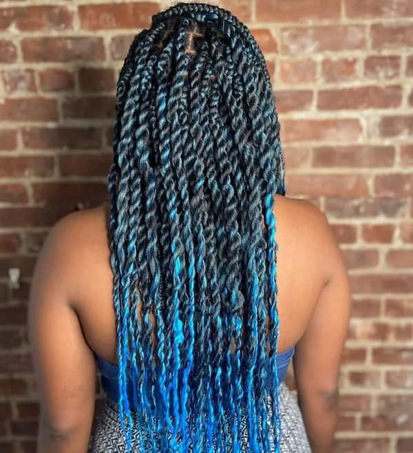 Blue-Tipped Senegalese Twists