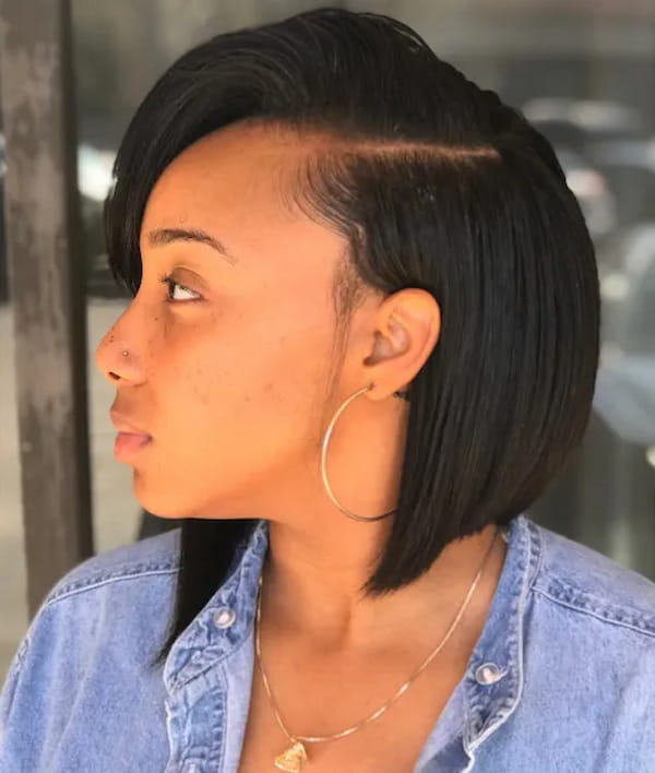 Bob Hairstyle with Deep Side Parting