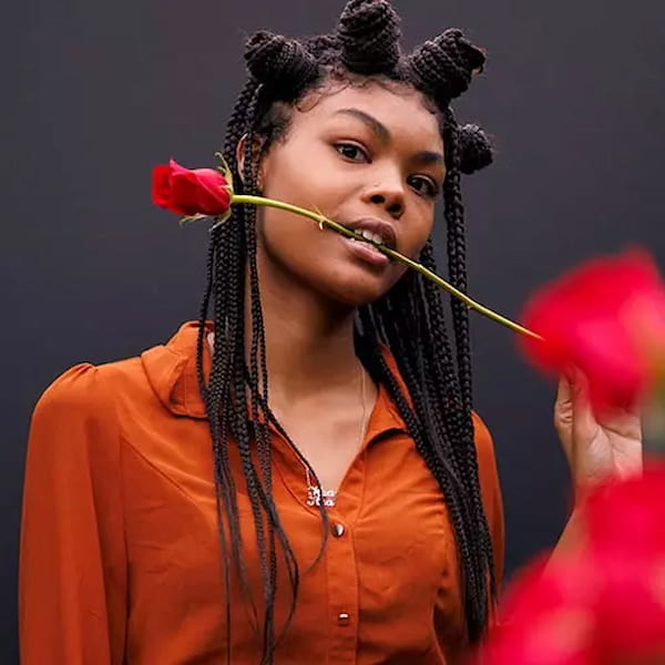 Box Braids in Four Buns