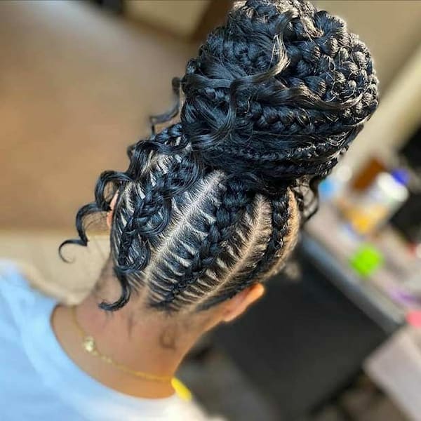 Chunky Braided Bun with Curls