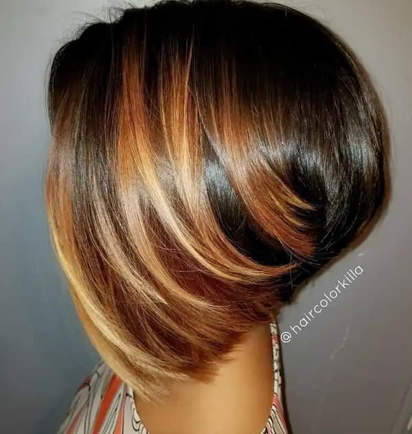 Inverted Bob with Caramel Highlights